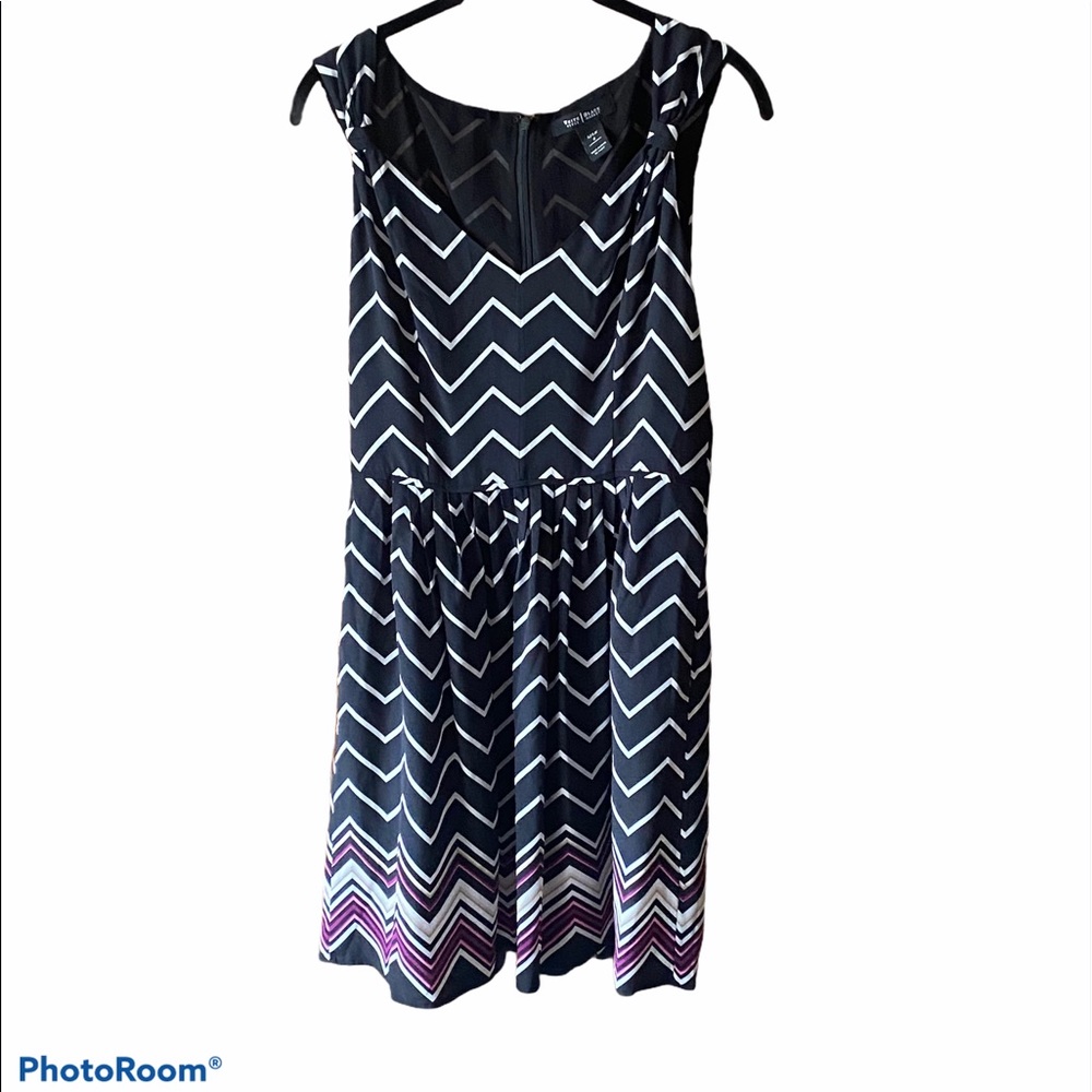White House Black Market silk chevron print dress
